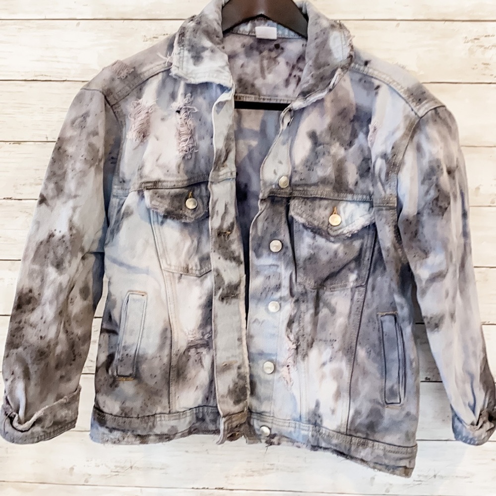 Handmade Tie Dye Distressed Denim Jacket